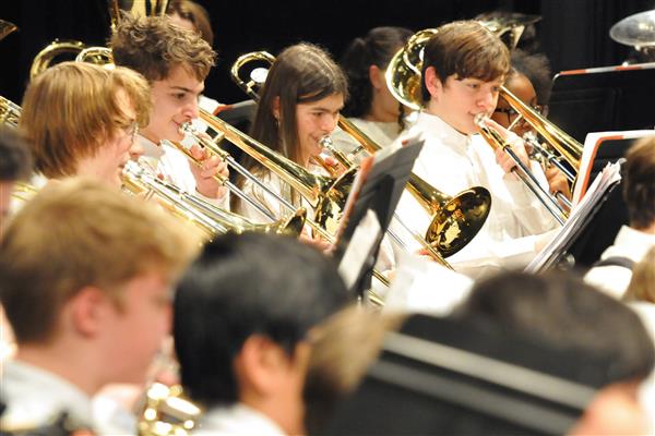 Students performing at the 2023-2024 All County Band Concert